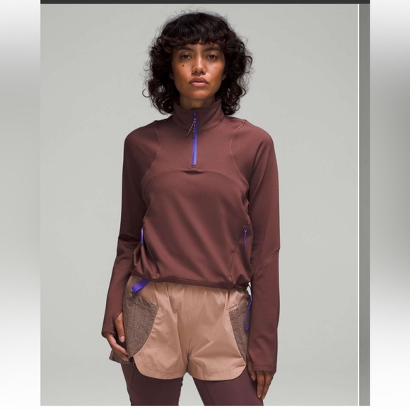 lululemon athletica Tops - LULULEMON Tech Fleece Hiking 1/4 Zip Pullover Sz 12 Dark Oxide Fall Winter Cozy